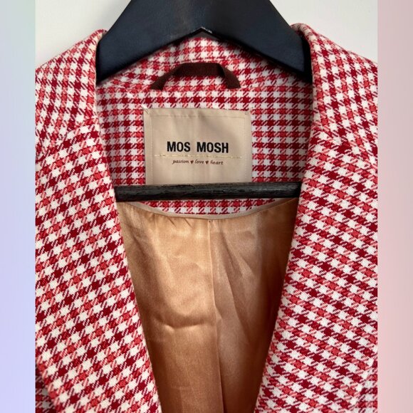 Mos Mosh Checkered Red Long Blazer – Size 42 - Picture 3 of 10